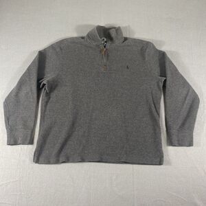 Polo Ralph‎ Lauren Sweater Mens Large Gray Long Sleeve 1/4 Zip Mock Neck Preppy